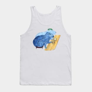 Blue Capybaras Drinking Tank Top